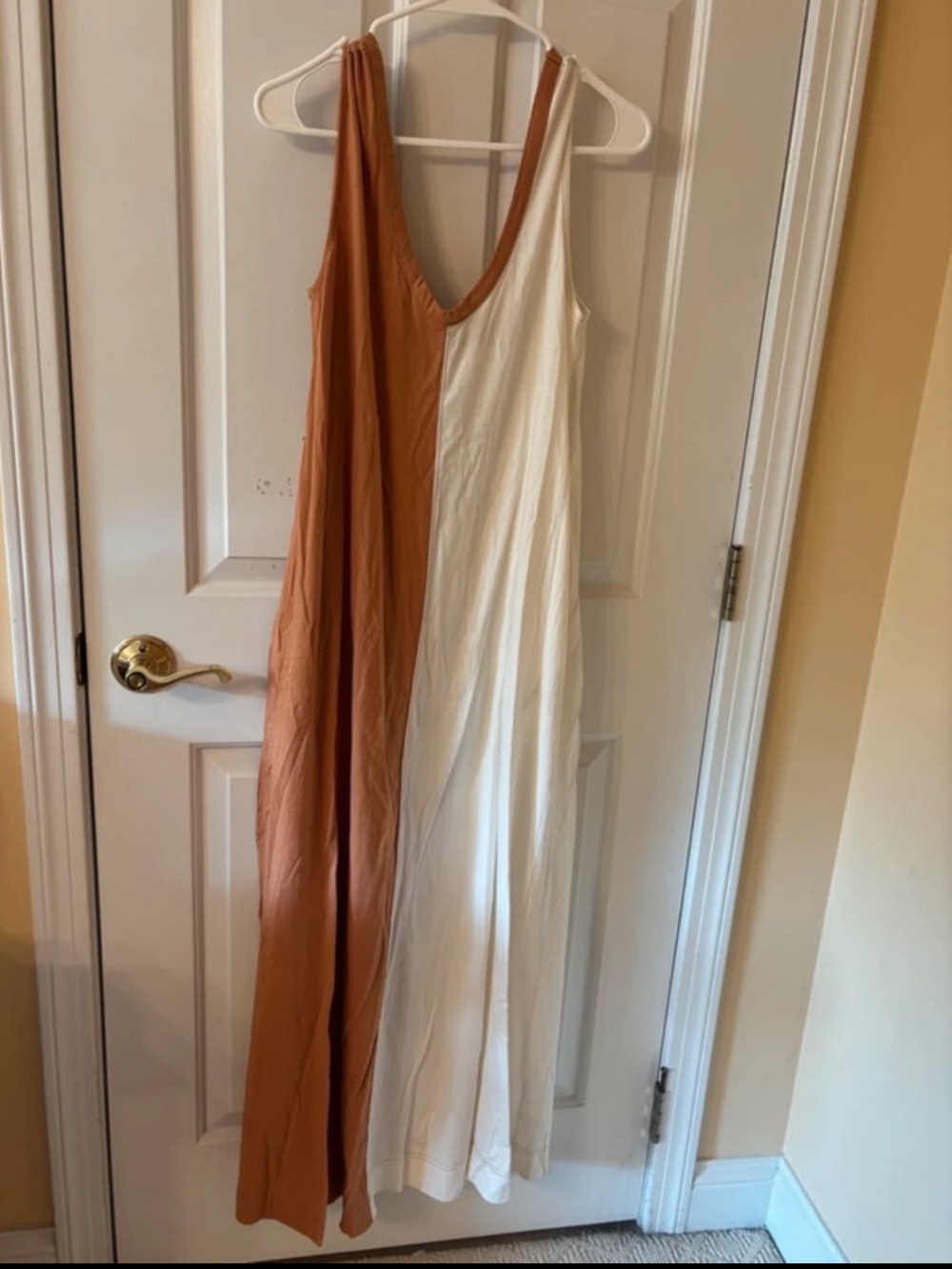 Free People Two-Tone Maxi Dress in Rust and Cream